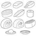 Vector set of rice with raw fishsushi Royalty Free Stock Photo