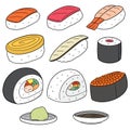 Vector set of rice with raw fishsushi Royalty Free Stock Photo