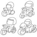 Vector set of riding motorcycles