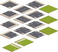 Vector set of road and grass tiles