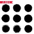 Set of round black stickers ink blots isolates on white background Royalty Free Stock Photo