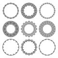 Vector set of round frames in modern oriental motifs