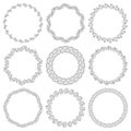 Vector set of round empty frames in vintage style