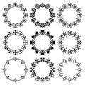 Vector set of round frames with abstract floral ornament