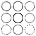 Vector set of round frames with a graphic floral pattern