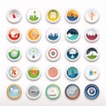 Vector set of round icons for web and mobile applications in different colors Royalty Free Stock Photo