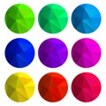 Vector set of round polygonal gradient backgrounds of green blue Royalty Free Stock Photo