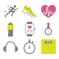 Vector set of running sport icons in flat style