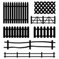 Vector set of rural fences silhouettes