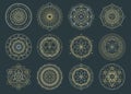 Vector set of sacred geometric figures, dreamcatcher and mystic symbols, alchemical and spiritual signs