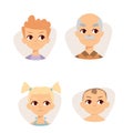 Vector set sad emoticons face of people fear shock surprise avatars characters illustration