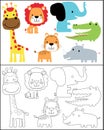 Vector set of safari animals cartoon Royalty Free Stock Photo