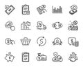 Vector set of Salary, Coins and Delivery discount line icons set. Vector