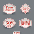 Vector Set of Sale Paper Retro Labels. Royalty Free Stock Photo