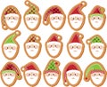 Vector Set of Santa Claus Gingerbread Cookies