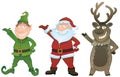 Vector Set with Santa, Elf and Rudolph Royalty Free Stock Photo