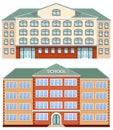 Vector set of school buildings on white background.