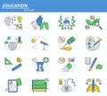 Vector set of School and college education icons in thin line style. Website UI and mobile web app icon. Outline design Royalty Free Stock Photo