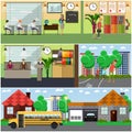 Vector set of school concept design elements in flat style