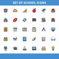 Vector set of school icons pack. Education, Creativity, Knowledge, Element, Collage, Document, Certificate Royalty Free Stock Photo