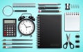 Vector set of school items and office supplies or modern business stationery Royalty Free Stock Photo