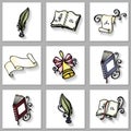 Vector Set of School Supplies with Long Shadow Royalty Free Stock Photo