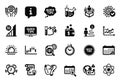 Vector Set of Science icons related to Atom core, Seo stats and Sunset. Vector