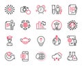 Vector Set of Science icons related to Chemistry lab, Snow weather and Medical mask. Vector