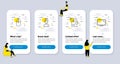Vector Set of Science icons related to Swipe up, Report and Doctor. Vector