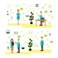 Vector set of science people symbols, icons in flat style Royalty Free Stock Photo