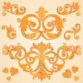 Vector set of scrolls and vignettes in Victorian style. Royalty Free Stock Photo