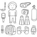 Vector set of scuba diving equipment Royalty Free Stock Photo