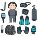 Vector set of scuba diving equipment Royalty Free Stock Photo