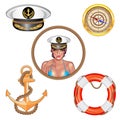 Vector. Set of sea and nautical decorations