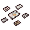 vector set of Seafood menu,Shabu,sukiyaki,moo kra ta,fresh shrimp,squid,oyster.