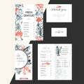 Vector set for seafood restaurant branding. Flyer, brochure, banner, business card. Hand drawn vintage elements. Royalty Free Stock Photo