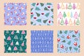 Vector set of seamless Christmas and New Year patterns. Winter and Christmas patterns Royalty Free Stock Photo