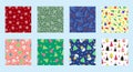Vector set of seamless Christmas and New Year patterns. Winter and Christmas elements Royalty Free Stock Photo
