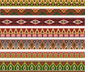 Vector set of seamless Indian patterns. Royalty Free Stock Photo