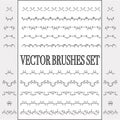Vector set of seamless ornate and floral brushes. Royalty Free Stock Photo