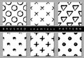 Vector Set seamless pattern with brush stripes and strokes sign. Black color on white background. Hand painted grange Royalty Free Stock Photo