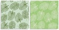 A vector set of a seamless pattern with sprigs of jungles leaves. Hand-drawn on sheet at the graphic style. Lines, compound path. Royalty Free Stock Photo