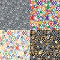 Vector set of 4 seamless patterns with gears and cogwheels Royalty Free Stock Photo