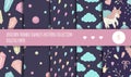 Vector set of seamless patterns with magic colored crystals, raindrops Royalty Free Stock Photo