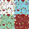 Vector set of seamless patterns for new year and christmas Royalty Free Stock Photo