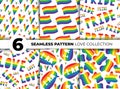 Vector set of seamless patterns of rainbow color lgbt themes. Lgbt rainbow flag. Public coming out concept. Freedom of speech Royalty Free Stock Photo