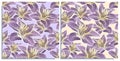 Vector set of seamless patterns with wonderful colorful lilies, hand-drawn in graphic and real-style at the same time. Delicate