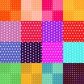 Vector set of 16 seamless polka dot patterns. Royalty Free Stock Photo