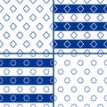 Vector set of seamless repeating geometric patterns in marine style Royalty Free Stock Photo