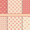 Vector set of seamless romantic vector patterns (tiling) Royalty Free Stock Photo